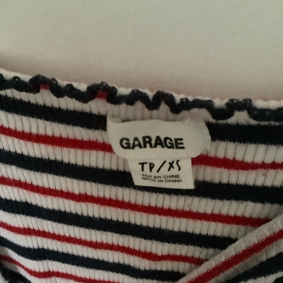 Garage tank top. White with red and blue stripes tank top - Picture 2 of 2